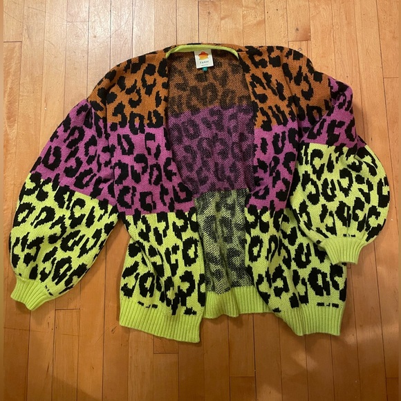 Farm Rio Mixed Leopard Neon Cardigan - Picture 2 of 7